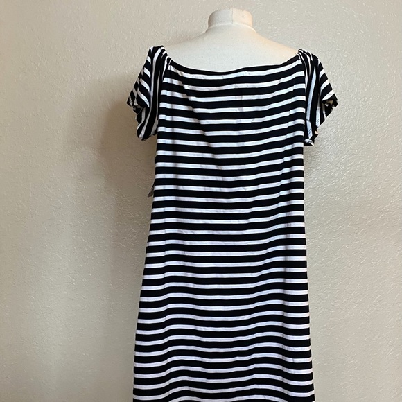 Ralph Lauren Black and White Striped On/Off Shoulder Dress - 2X - NWT - Picture 11 of 16